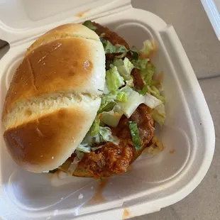 Spicy chicken sandwich to go