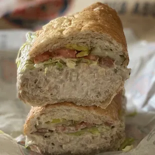 Tuna on wheat add pickles and pepper rings Mikes way of course the best "chain" tuna sub in my opinion ;)