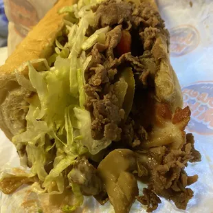 OMG so juicy and so so good. The #56 Big Kahuna Cheese Steak with extra steak and veggies