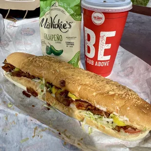 Giant chicken bacon ranch sandwich meal...