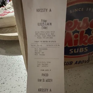 Receipt of visit