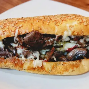 Regular Portobello Cheese Steak on Rosemary Bread