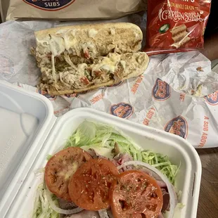Chipotle chicken and roast beef mikes way ( in a tub) I passed on the rosemary parm bread today