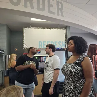 Customers lining up.