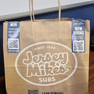 a paper bag on a table