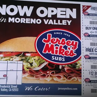 Received coupons in the mail today. The first coupon is a free sub w/  "no purchase required". The second coupon is a BOGO free.