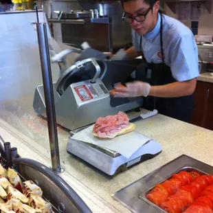 Cutting the meat fresh for my Classic Italian
