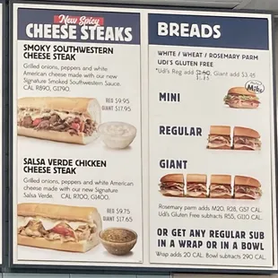 Menu above the counter