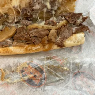 Philly cheesesteak with mushrooms and onions