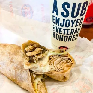 Big Kahuna chicken cheese steak on a wheat wrap!