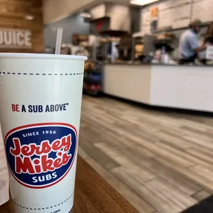Indoor seating at Jersey Mike's