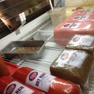 Selection of ham meats.