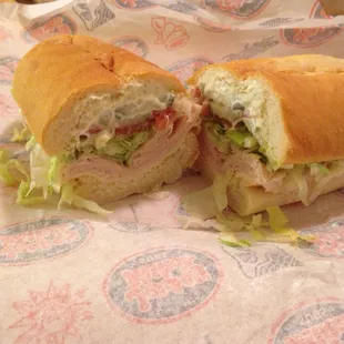 The #7 - turkey and provolone - on white; size regular