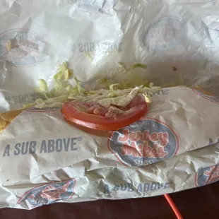 Toppings are on the wrapper, not the sandwich