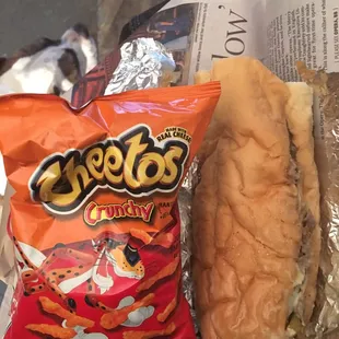 6 inch Philly sub with Cheetos