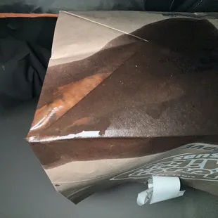 This is the bottom of the bag. It's the outer bag. Which means it's the third layer. It's oil from a single sandwich.