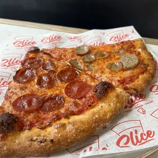 Pepperoni and sausage pizza