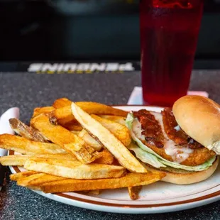 a burger and french fries