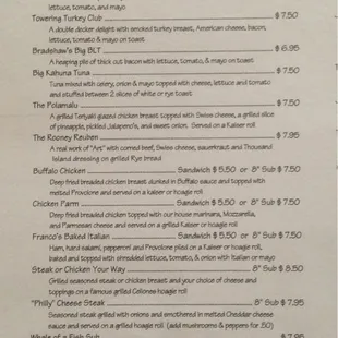 menu