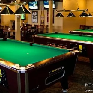 billiard tables and televisions