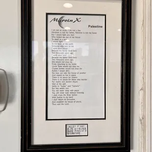 the menu of the restaurant