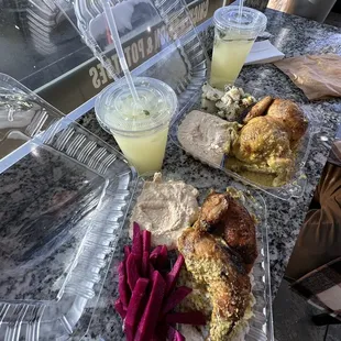 Lemon and Garlic Chicken Plate Siti's Original J-Chicken Plate Sumac Fries Mint Lemonade