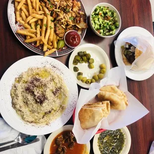 a table full of food