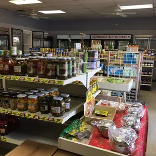 shelves of food and condiments