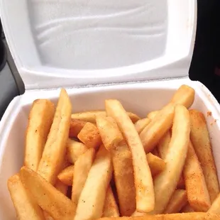 Med fries $2 is a full sandwich styro box.  #UpCloseSavor