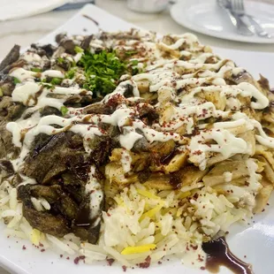 Mixed (lamb &amp; chicken) shawarma plate