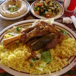 My Order of Lamb Shank, the Hummus and Tabbouleh from Jerusalem Restaurant.  June 22nd 2012 visit.