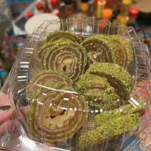 Turkish delight. Pistachio flavor. Delicious!! I'll never eat from the box again.