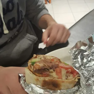 Shawarma sandwich on laffa