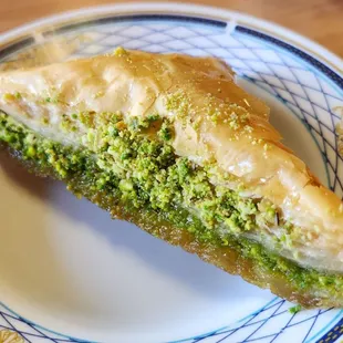 There's a *lot* of pistachio filling in the baklava.