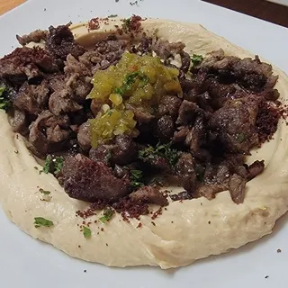 Hummus with lamb Shawarma
