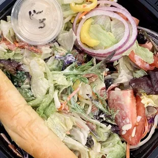 Antipasto Salad (instead of Italian, I got White French Dressing, I would probably stick to Italian, for more of the acidic taste) Take out