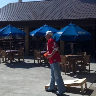 Corn hole on the patio!