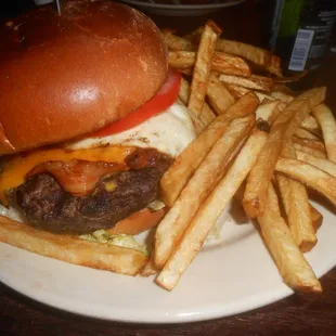 MVP burger and a pile of fries.