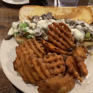 Philly and sweet potato fries!