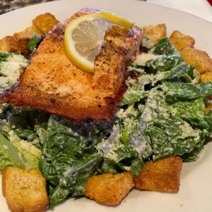 Caesar Salad with Baked Salmon