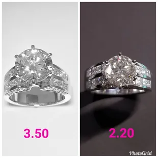 The upgrades from smaller stone 2.20 ct to 3.50 ct on original band I purchased.