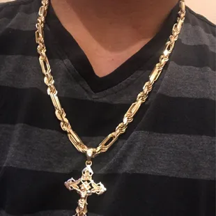 14kt 8mm Milano 25" w/Jesus Pendant