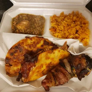 Combo plate 2 Birria Style tacos side of rice, guisado, &amp; a JesCrave Bacon popper. Pictured here