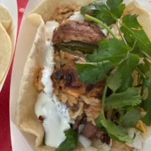 Bacon Popper taco on a flour tortilla