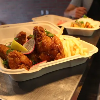 Korean Fried Chicken Wings and Side