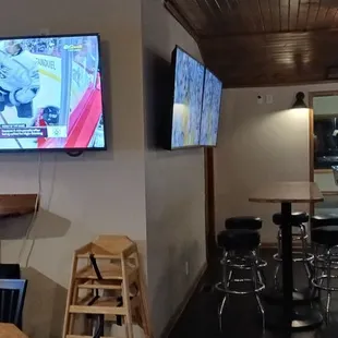 Not my best picture angle wise but this is the indoor dining area and adjacent is a room with pool tables and few other games.