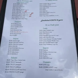 menu