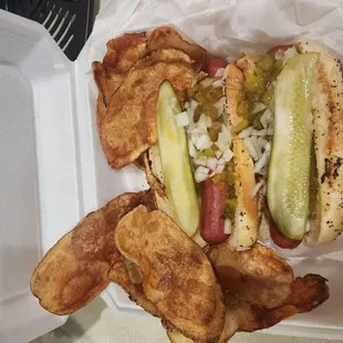 2 hot dog with chips: decent