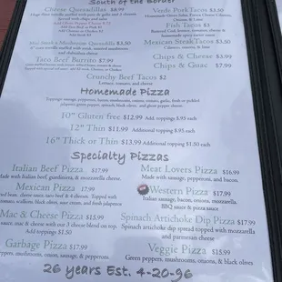 menu