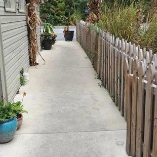 Pathway to the rear bar and tent